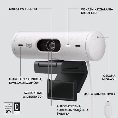 Веб-камера Logitech Brio 500 Off White (960-001428)