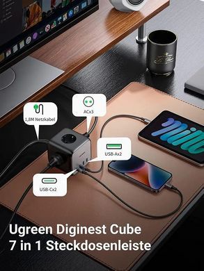 Мережевий фільтр-подовжувач Ugreen CD268 DigiNest Cube 65W Grey (60113)