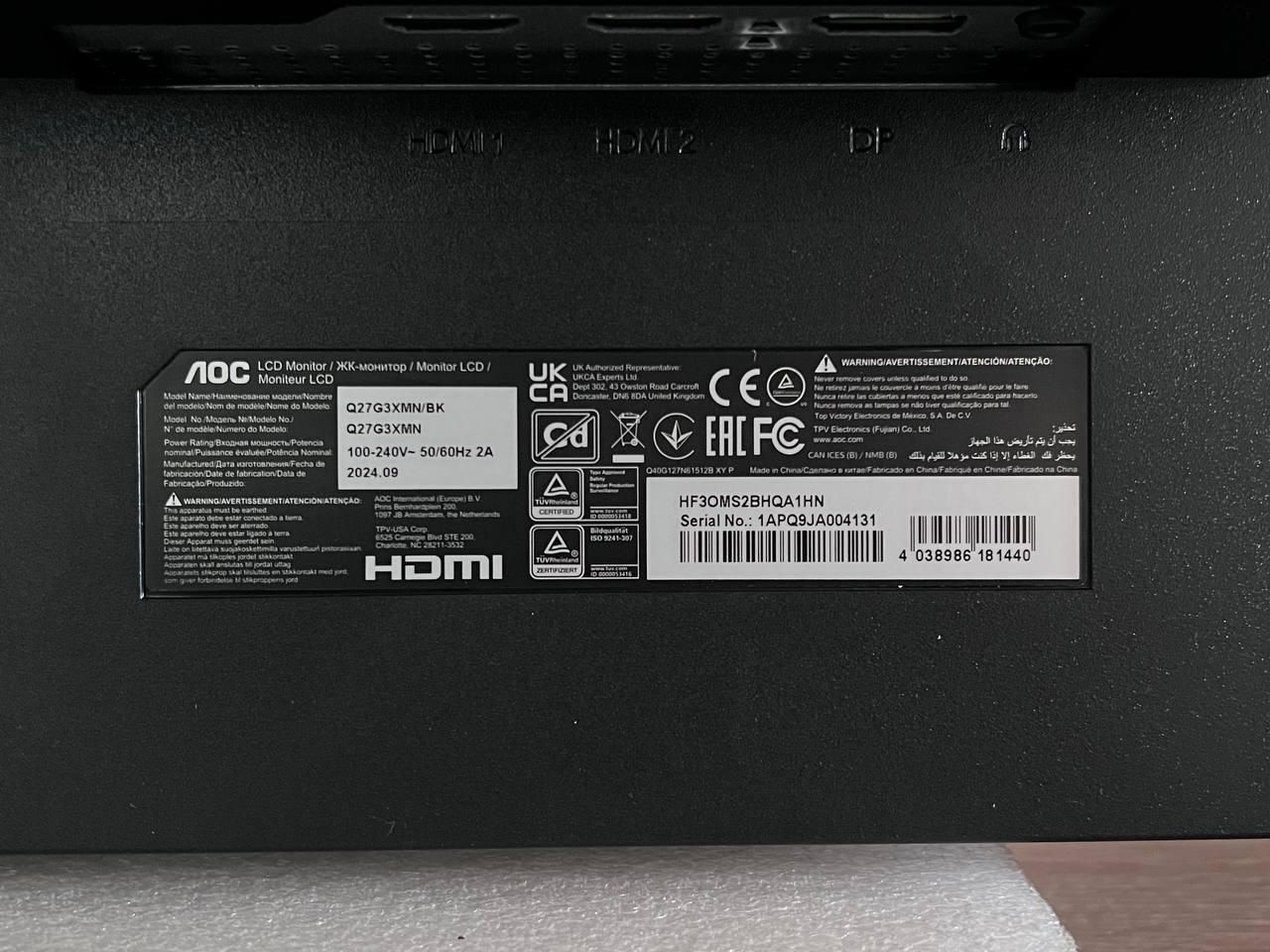 Монитор AOC Q27G3XMN/BK