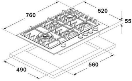 Варочная поверхность газовая Fulgor Milano Urbantech FU-FUH 755 G DWK MBK