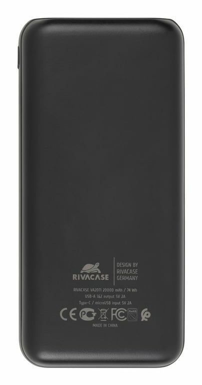 Внешний аккумулятор (павербанк) Rivacase VA2071 20000mAh Black