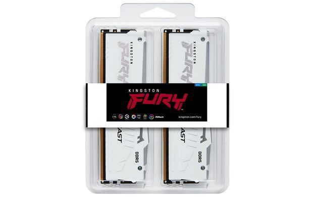 Память для настольных компьютеров Kingston Fury 64 GB (2x32GB) DDR5 6000 MHz Beast RGB EXPO White