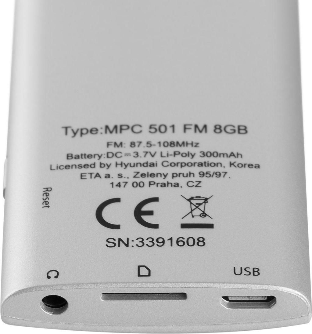 Мультимедийный портативный проигрыватель Hyundai MPC501GB8FMS 8GB