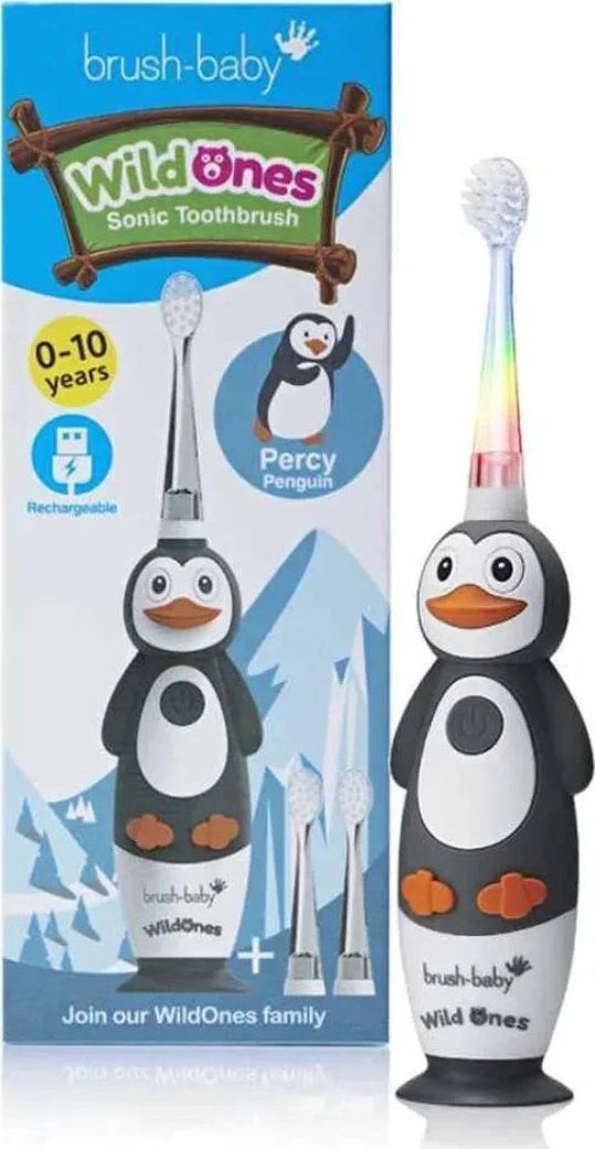 Электрическая зубная щетка Brush-Baby WildOnes Penguin Grey