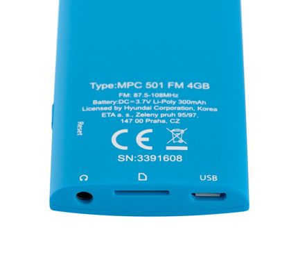 Компактный MP3 плеер Hyundai MPC 501 GB4 FM BL 4GB Blue