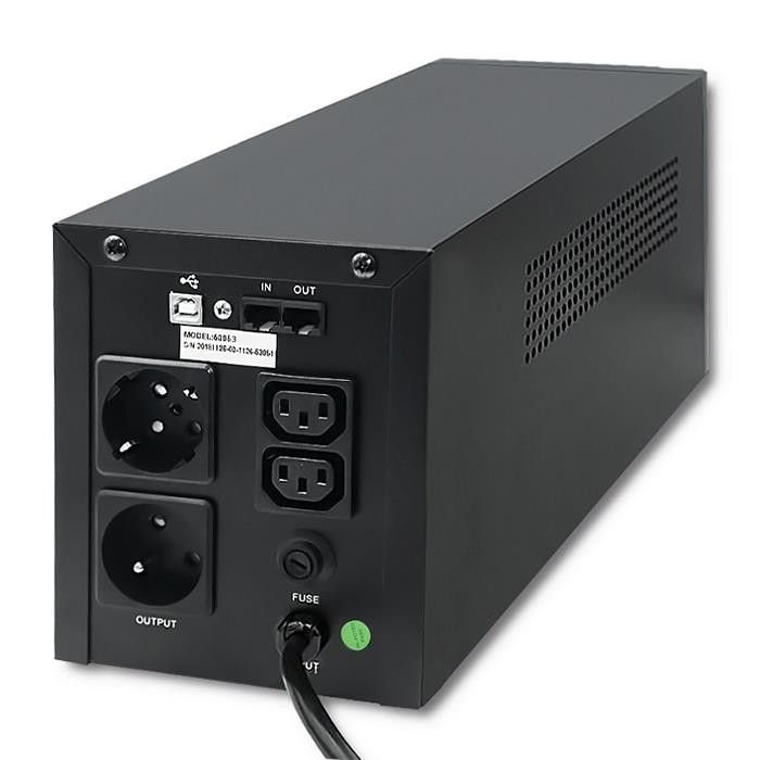Лінійно-інтерактивне ДБЖ Qoltec Monolith 1000VA 600W LCD USB (53953)