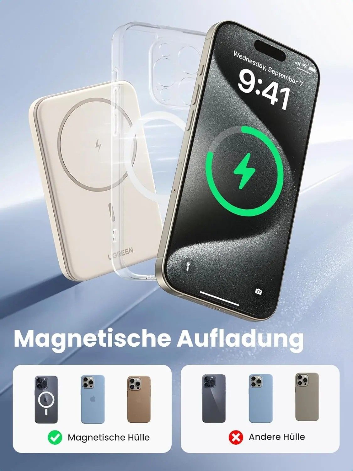Зовнішній акумулятор (павербанк) Ugreen PB560 5000mAh 15W Beige (25866)