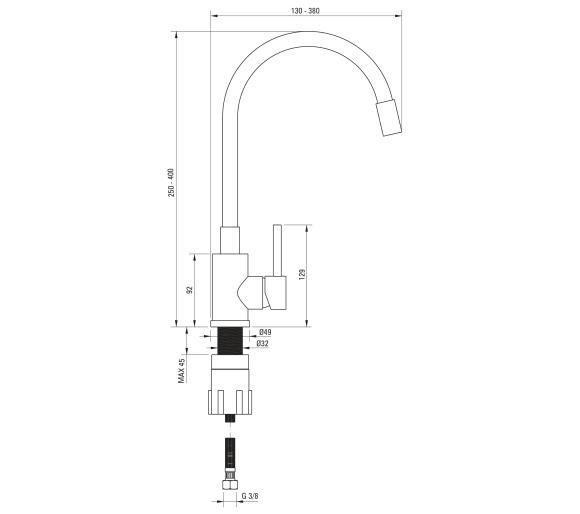 Смеситель для кухонной мойки Deante Luno BOC B720