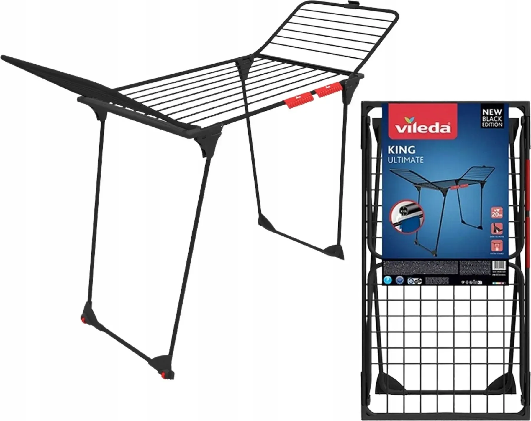 Підлогова сушарка для білизни Vileda King Ultimate Black, 20 м, чорна