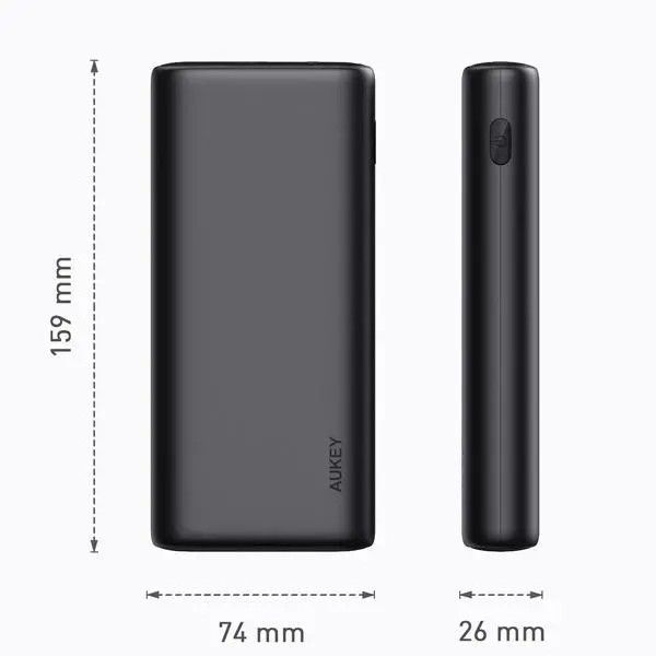 Зовнішній акумулятор (павербанк) Aukey 20000mAh 65W Black (PB-Y37)