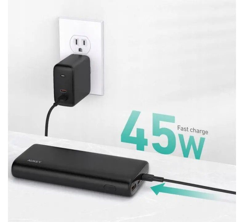 Зовнішній акумулятор (павербанк) Aukey 20000mAh 65W Black (PB-Y37)