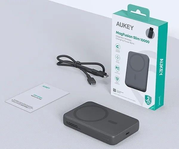 Внешний аккумулятор (павербанк) Aukey MagFusion Slim PB-MS04 Grey