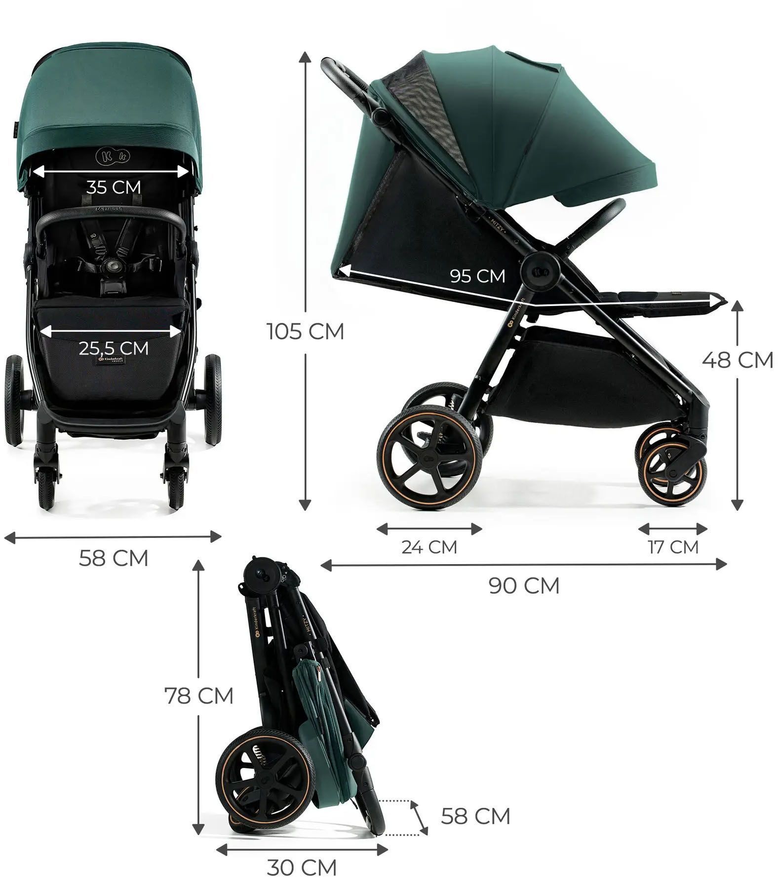 Прогулянкова коляска KinderKraft Mitzy Jade Green (KSMITZ00GRE0000)