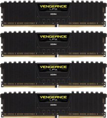 Пам'ять для настільних комп'ютерів Corsair 64 GB (4x16GB) DDR4 2666 MHz Vengeance LPX Black (CMK64GX4M4A2666C16)