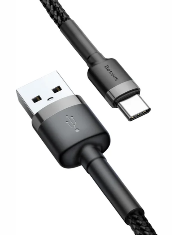 Кабель Baseus USB Cabel to USB-C Cafule 1m Grey/Black (CATKLF-BG1)
